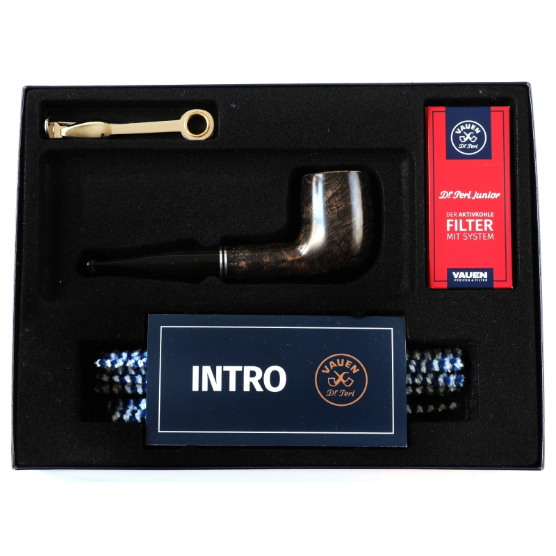 Vauen Pipe Smoking Starter Kit - Black and Straight