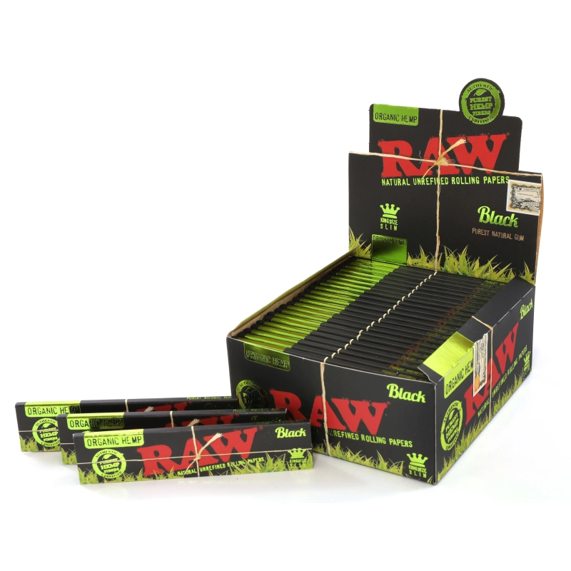 RAW Rolling papers | RAW Black Organic King Size Slim Hemp paper - Box/50