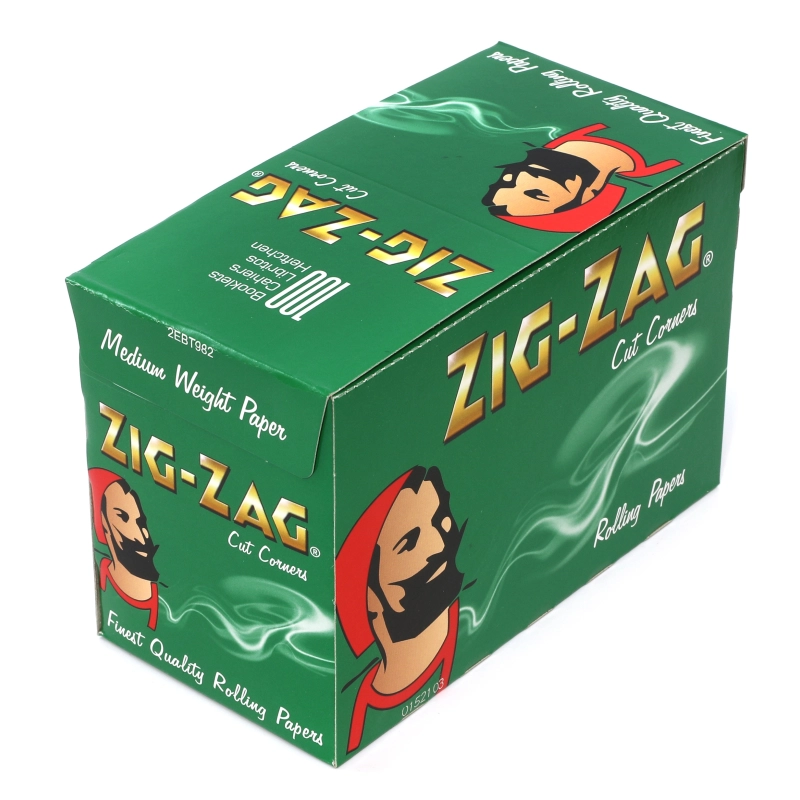 Zig Zag Green Regular Cut Corner Rolling paper - Box/100