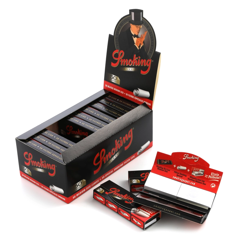 Smoking Rolling papers | Smoking De Luxe Medium 1 1/4 Size paper + tips x 24