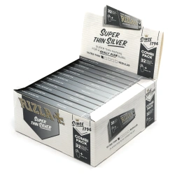 Rizla Silver King Size Slim + tips 32 Combi Pack - Box/24