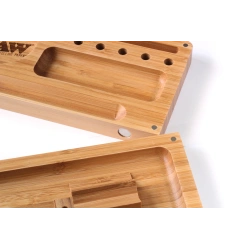 RAW Bamboo Back Flip Rolling Tray with Magnet